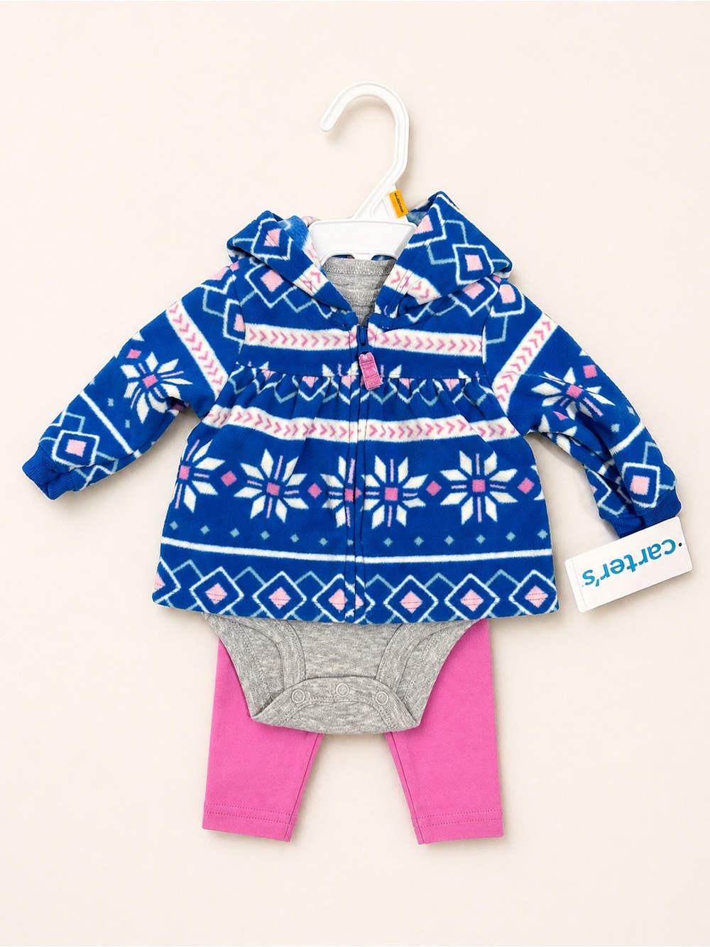 Fuchsia & Blue Floral-Pattern Baby Outfit